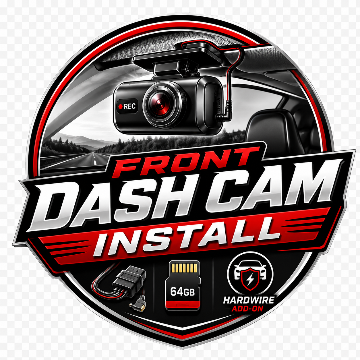 Front dash cam installation