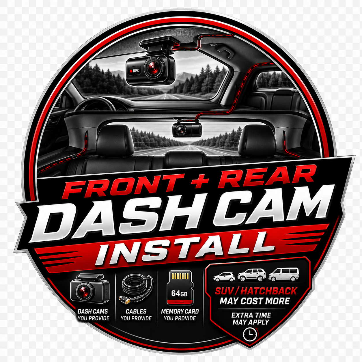 Front and rear dash cam installation