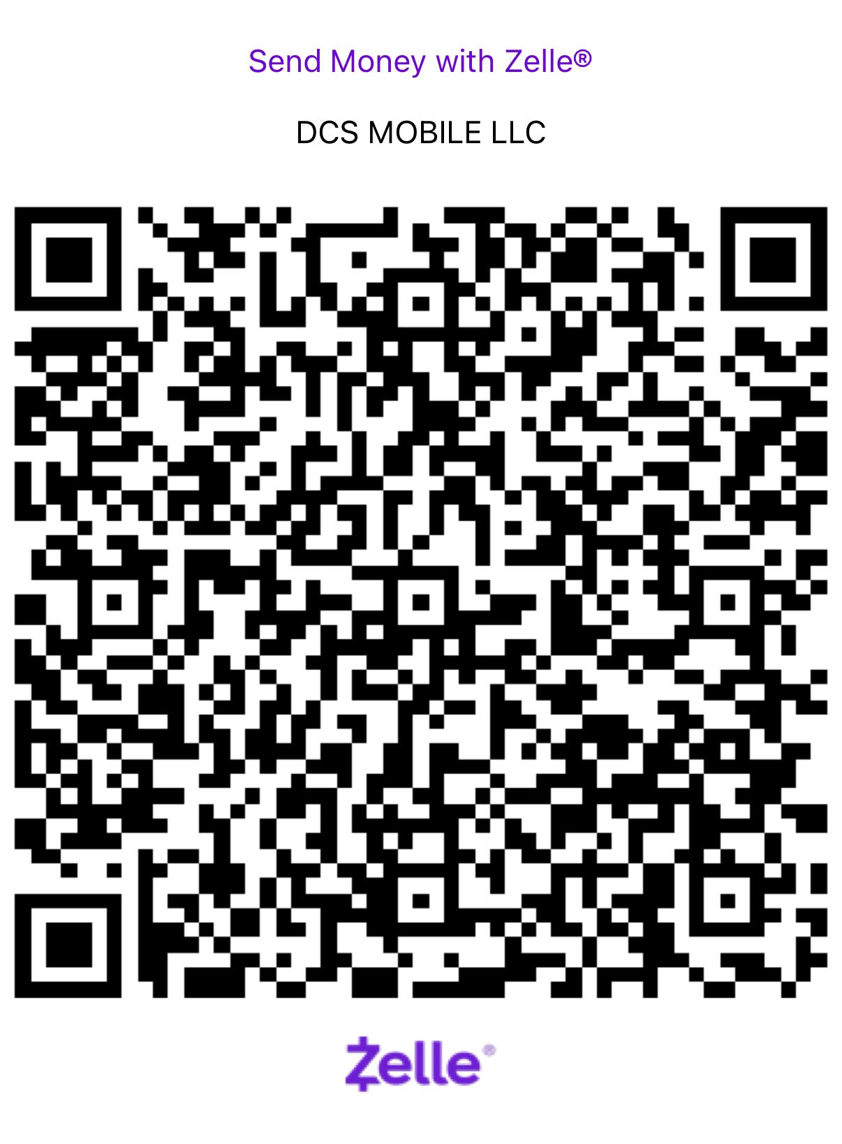 Zelle QR code for DCS MOBILE LLC